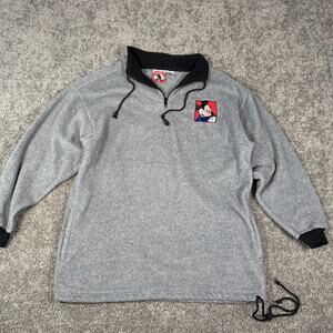 VTG Mickey Mouse MIckey Inc Disney Gray Fleece 1/4 Zip Sweatshirt Size Small